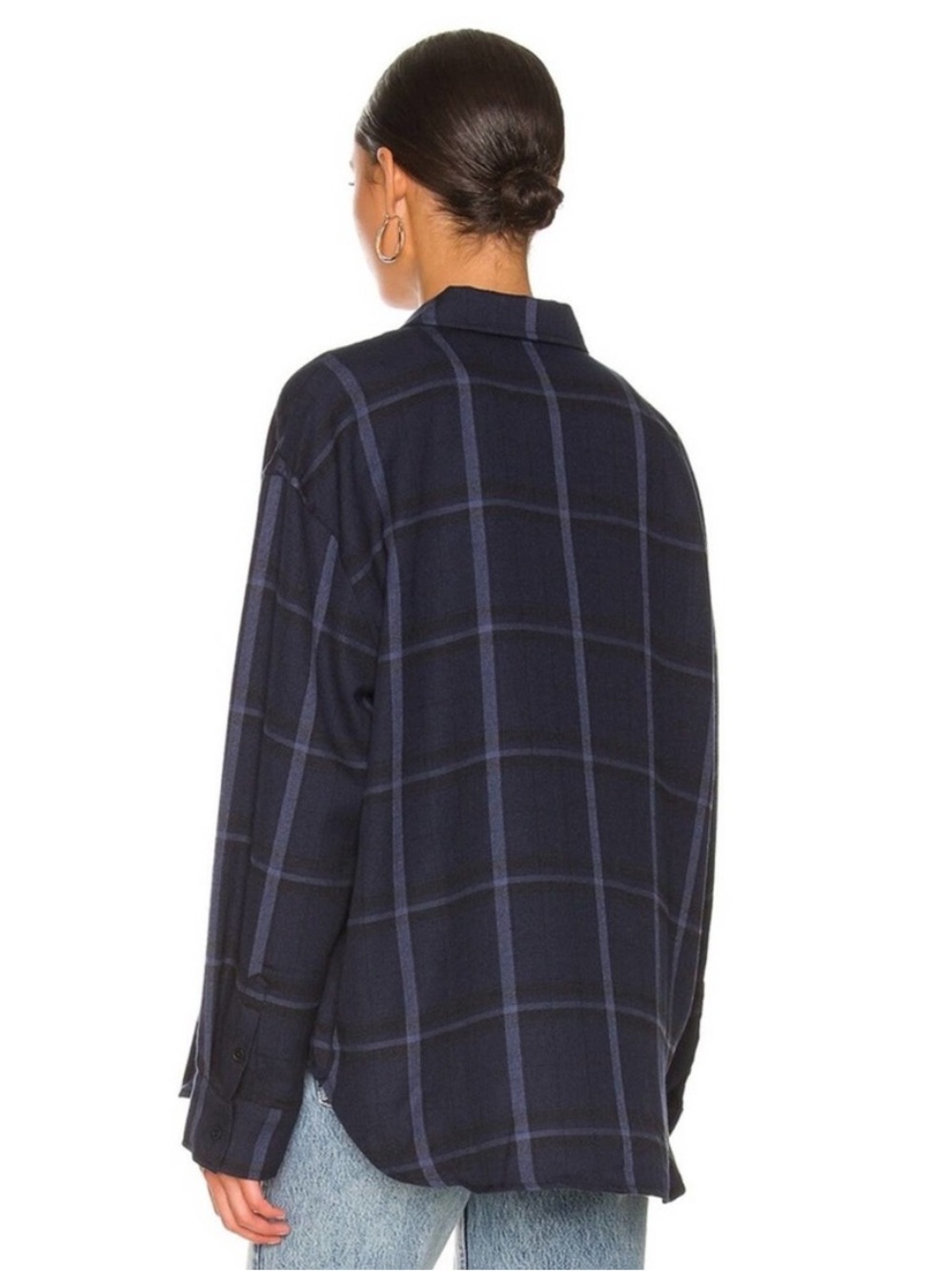 ANINE BING Sam Shirt - Blue Plaid Size M - Picture 3 of 13